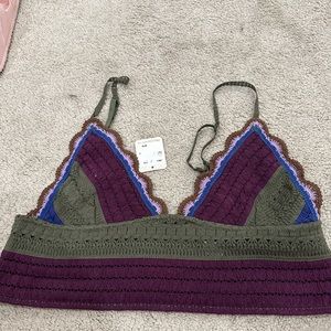 BNWT FREE PEOPLE BRALETTE purple army green combo